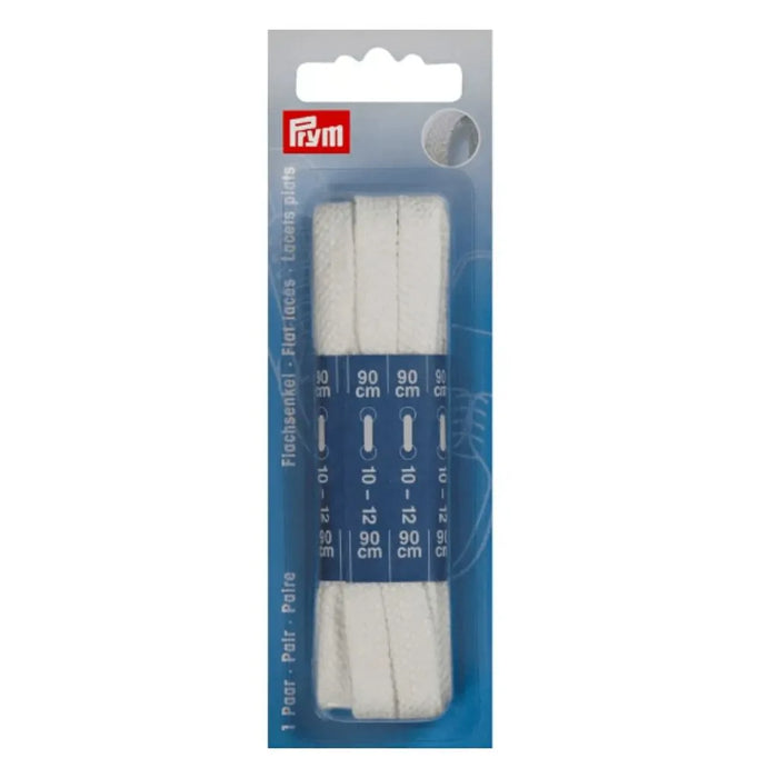 Cordones Planos Blancos 90 cm x 8 mm para Calzado Prym