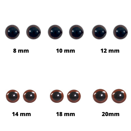 Ojos para amigurumis OJO DE SEGURIDAD Nº Color Marrón 12.0 mm.