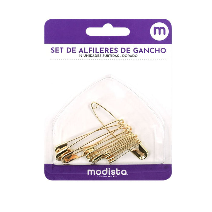 Set de 12 Alfileres de Gancho Dorados Surtidos - [product type] - [product vendor] - Modista